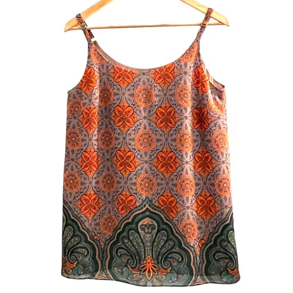 CAbi Lined Camisole Top Tank Lined Paisley Mosaic 3082 S Boho Festival Indian - Picture 1 of 9